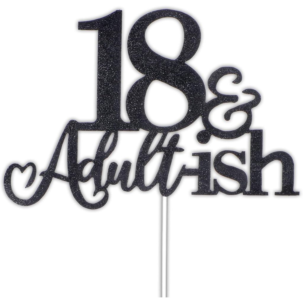 18th Birthday Cake Topper, Happy 18th Birthday Cake Topper Adultish Toppers สําหรับ 18 ปีสีดํา Bday 