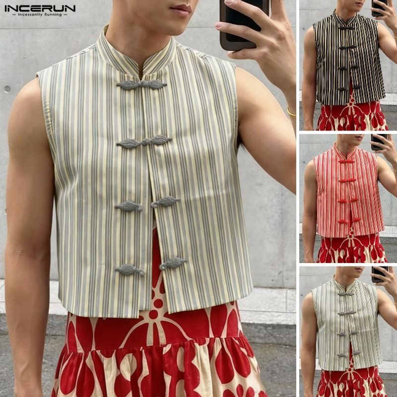 เสื้อกั๊กแขนกุดดีไซน์ลายทาง แฟชั่นสำหรับผู้ชาย ราคา ถูกที่สุด ดีลบีเคเค แกลเลอรีภาพที่ 6