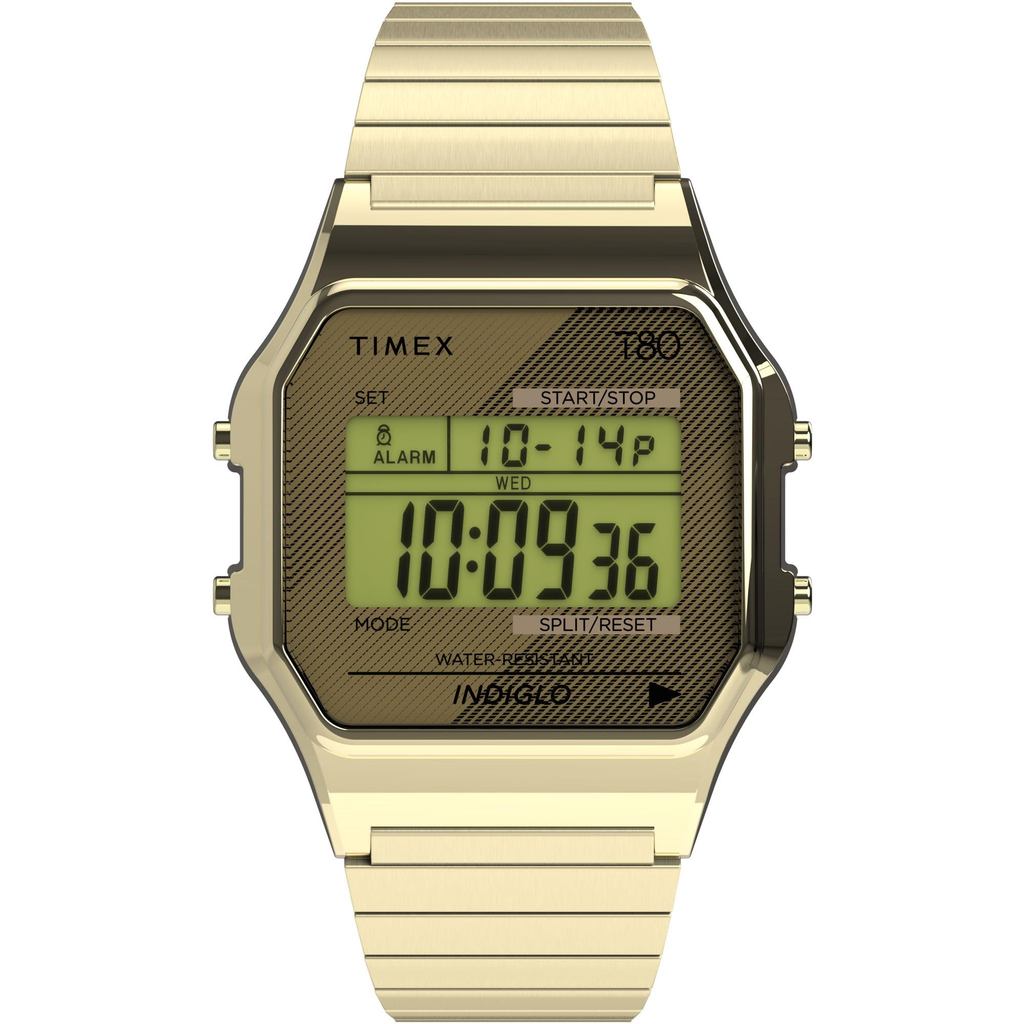 Timex T80 34mm Watch, Gold Expansion, Full Size, 34mm T80.