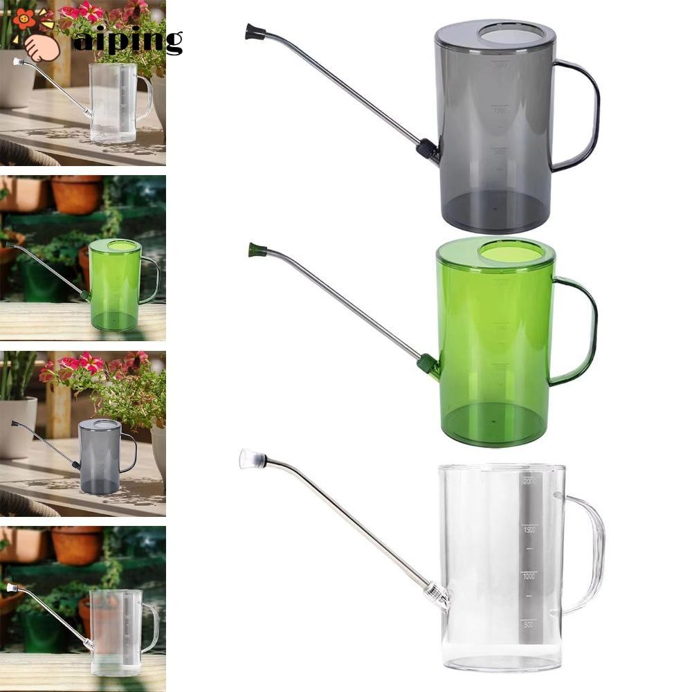 AIPING บัวรดน้ําสวน, หัวฉีดยาว 1.5L/2L ถังรดน้ํา, สแตนเลสแบบพกพาพร้อมเครื่องหมายเห็บ กาต้มน้ํารดน้ําสํานักงานทําสวนในร่ม Houseplants