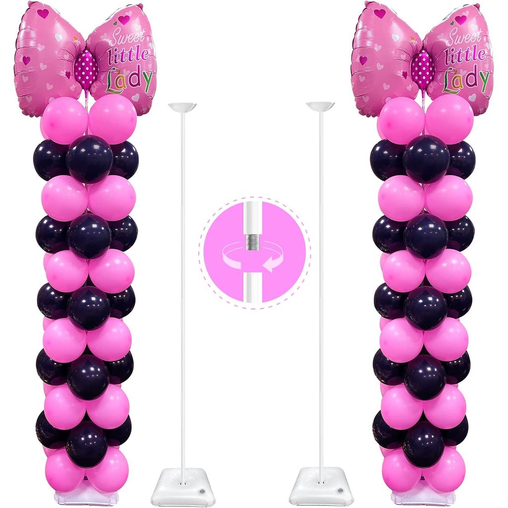 YALLOVE ขาตั้งบอลลูนโลหะสําหรับงานหนักชุด 2 ชิ้น, ปรับความสูงได้ 1.3 ถึง 10.5 Ft, ขาตั้งบอลลูนตรงกลา
