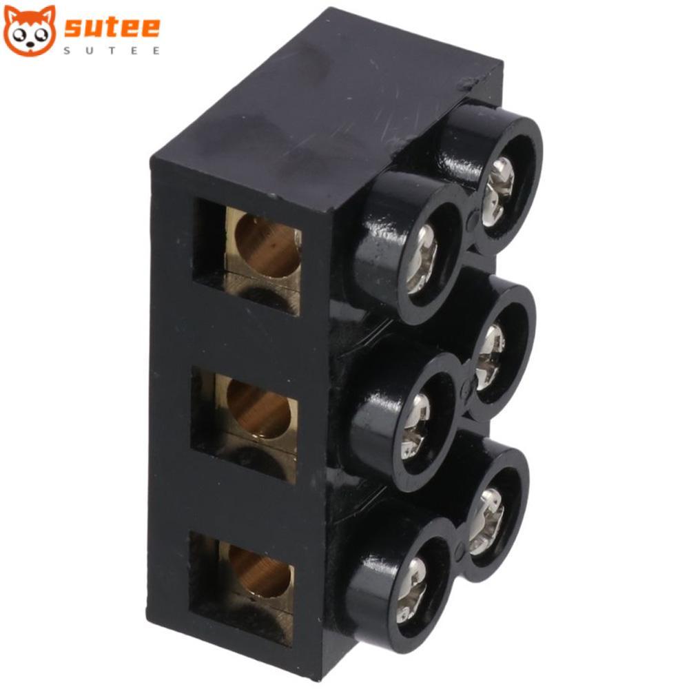 SOTEE Terminal Block, Dual Row 3 ตําแหน่งสกรูไฟฟ้า Barrier Strip, Terminal Post Black 500V 60A วิศวก