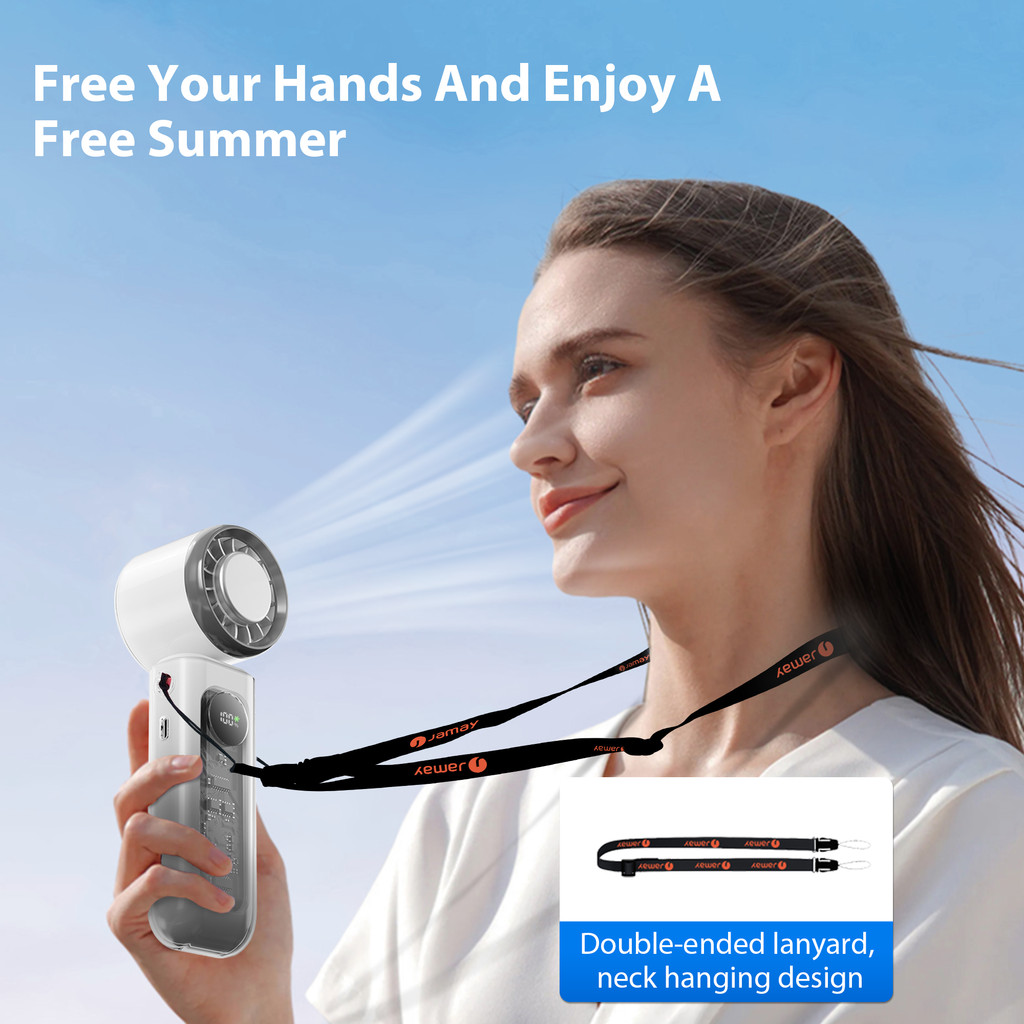 จาเมย์ ฉ27 พัดลมมือถือขนาดเล็ก 8000มะห์ เงียบ ปรับความเร็วสูงได้ พัดลมคล้องคอ พัดลมพกพา พัดลมมือถือ 