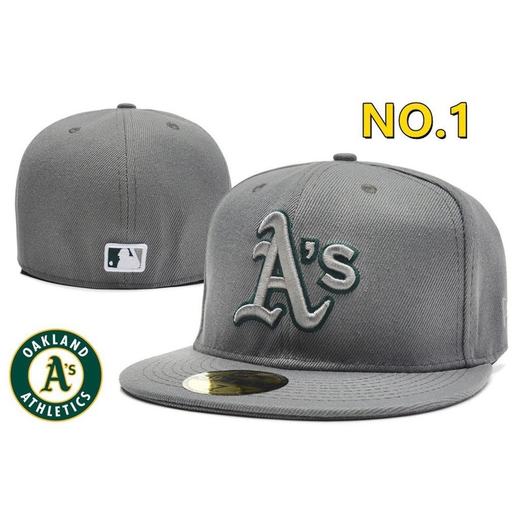 หมวกเบสบอลทีมOakland AthleticsและAtlanta Warriorsแบบไม่มีระบบปรับขนาด