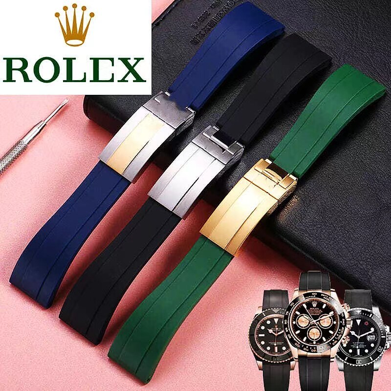 เหมาะสําหรับ Rolex Daytona สีดําสีเขียวน้ํา Ghost Yacht ที่มีชื่อเสียง Log Communicator ยางสายนาฬิกา