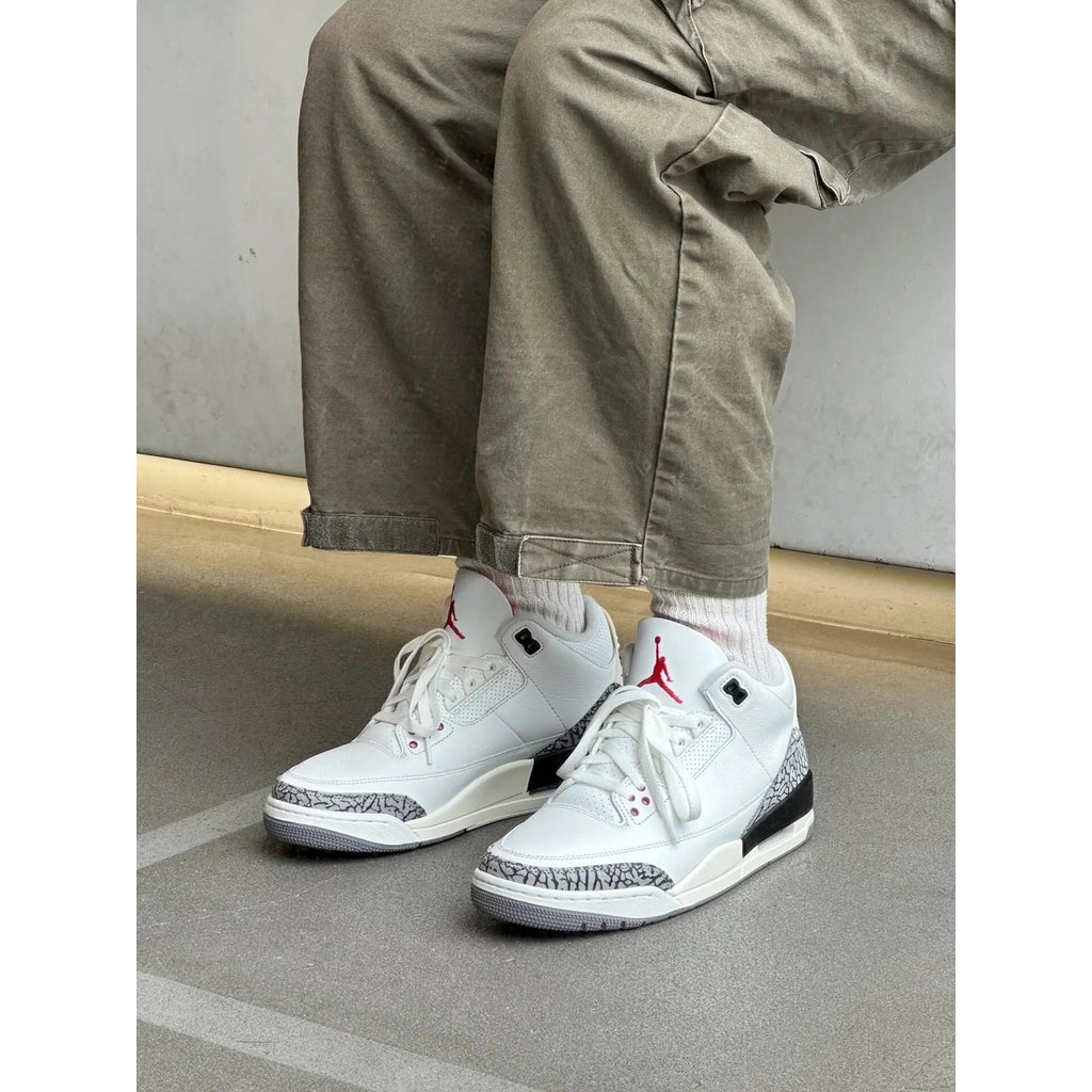 Nik Air Jordan 3 AJ3 Black Cement Black Cement Burst Crack Manuscript Men