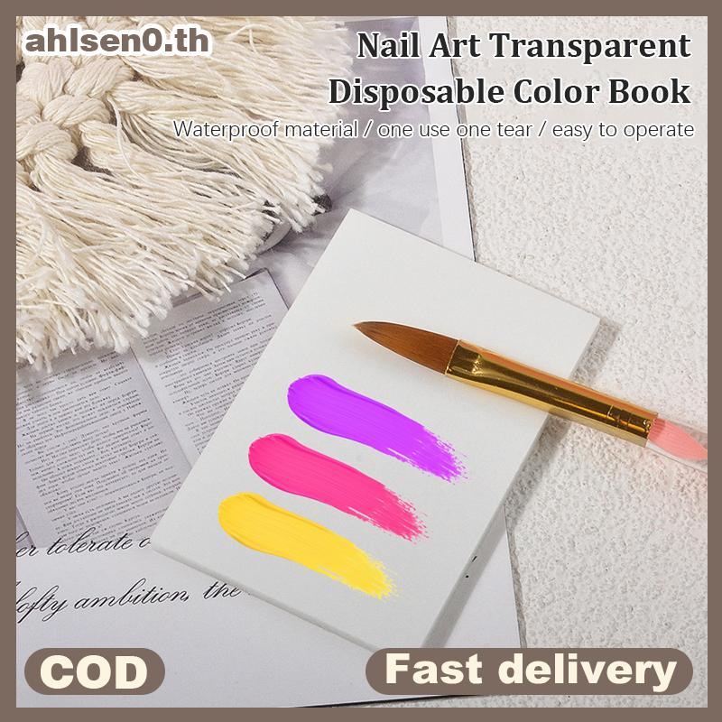 Ahlsen0 50 แผ่นทิ้งเล็บ Tinted กาวกระดาษ Tearable Drawing Book โปร่งใสภาษาโปลิชคําผสมถาดเล็บเครื่องม