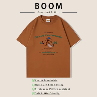 （จัดส่งตลอด 24 ชั่วโมง）BOOM SHOP ผ้าฝ้าย 100% เสื้อยืดคอกลมแขนสั้นหลวมสไตล์เกาหลีสำหรับผู้หญิง