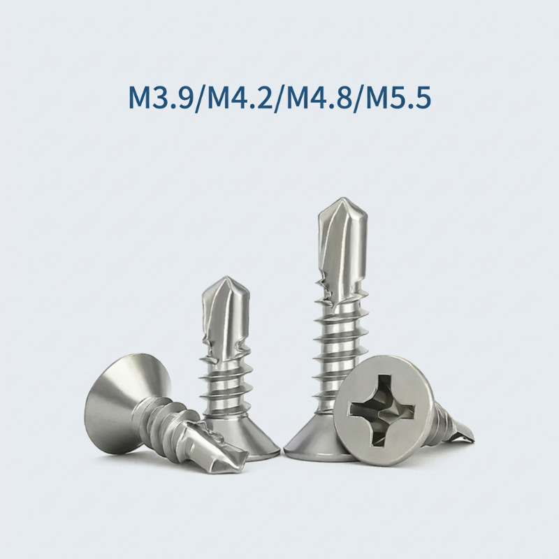 น็อต สกรู หัวเตเปอร์ แฉกF+ สแตนเลส304 ปลายสว่าน  M3.9/M4.2/M4.8/M5.5 /Flat Head Phillip Self Drillin