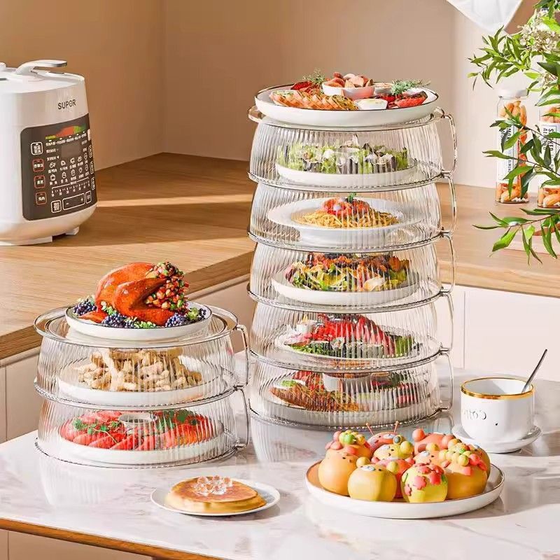 Living Pace เก็บอาหาร 3/4/5 ฝาครอบอาหาร ชั้นเก็บอุณหภูมิ สไลด์เปิด-ปิด ป้องกันเชื้อโรค กันแมลง ถนอมอ