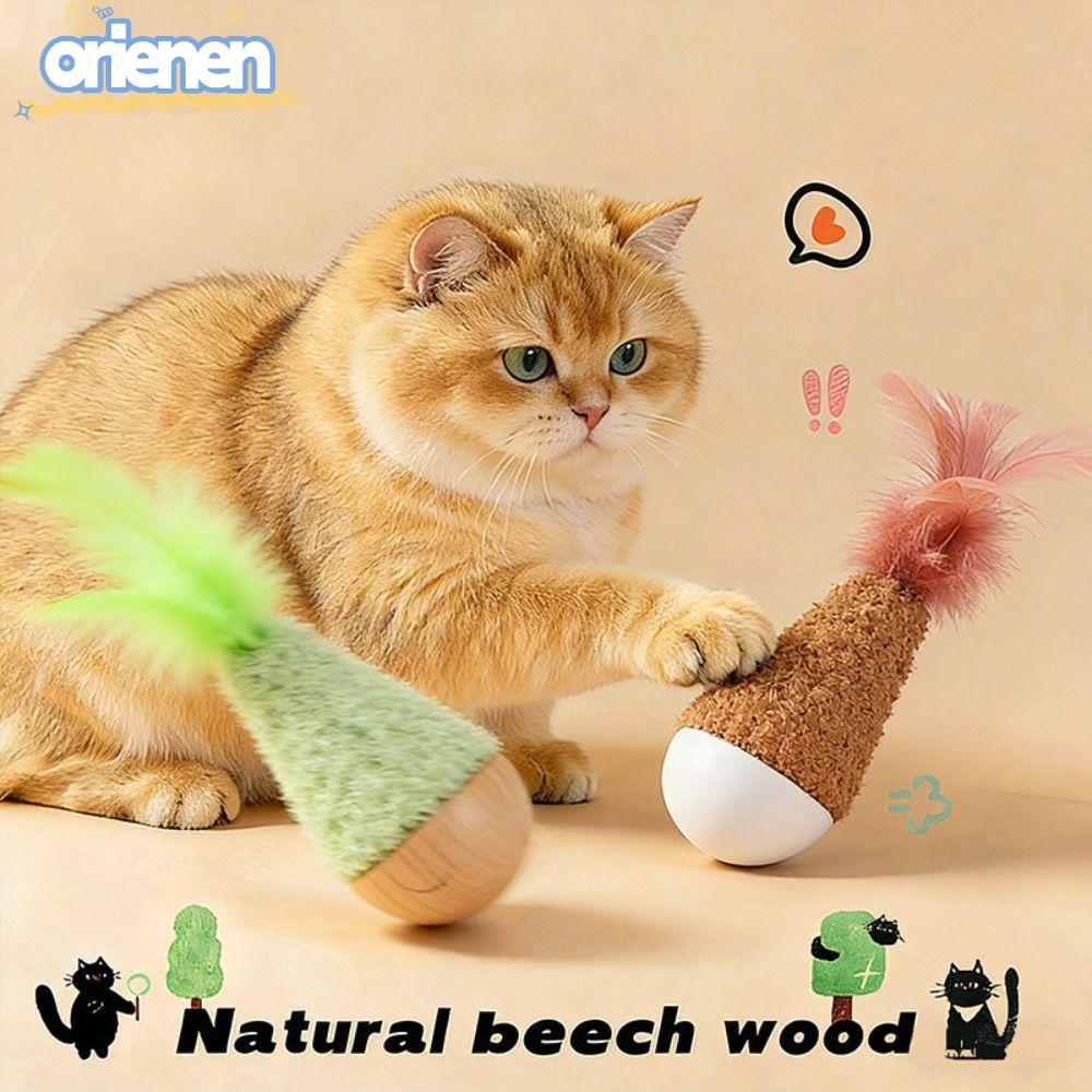 ORIEN Tumbler Wobbler ของเล่น,ปลอดสารพิษ Feather Interactive Cat ของเล่น, Creative Relaxed Wobbler D