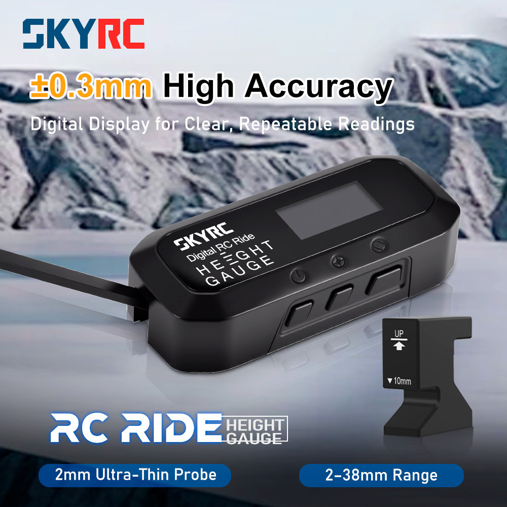 SkyRC Digital RC Ride Height Gauge 0.1mm Precision, 2–38mm Range with Rotating Display Calibration Tool for 1/24 1/10 1/8 Cars