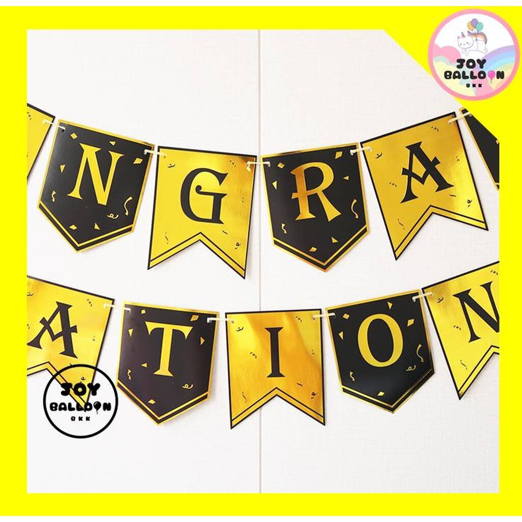 ป้ายจบการศึกษา เรียนจบ แสดงความยินดี รับปริญญา ธง Congratulations พร้อมริบบิ้น (ส่งเร็วจากกรุงเทพ) ทำจากกระดาษแข็ง ขอ… ราคา ถูกที่สุด ดีลบีเคเค แกลเลอรีภาพที่ 7