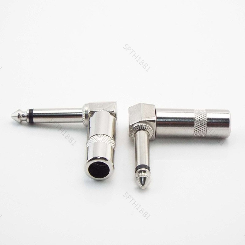 1/4 นิ้ว 6.35 มม.6.5 มม.ชาย L-shape แจ็คมุมขวาชาย Mono Plug Connector สําหรับกีตาร์เสียง TH18B1
