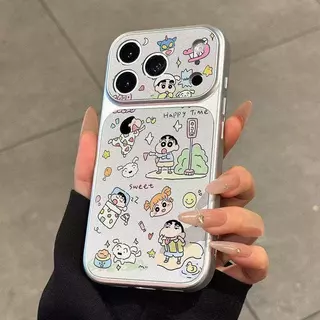เคสโทรศัพท์ลายชินจังเครยอน ใช้ได้กับ iPhone 13/11/12/17/14/15 Pro Max/16 Pro/15 Plus ทำจากหนังแท้คุณภาพสูง กันกระแทกได้