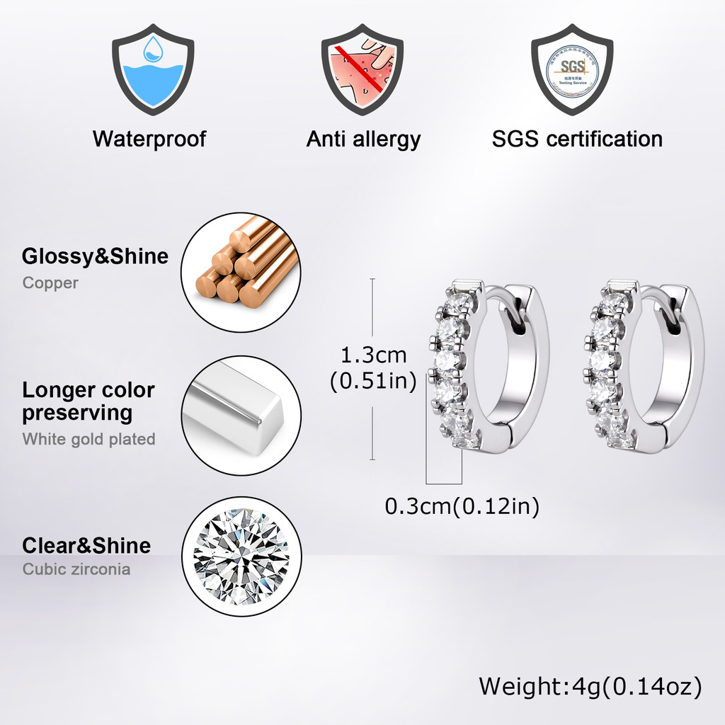 Vnox حلق زركون بسيط — صورة 6