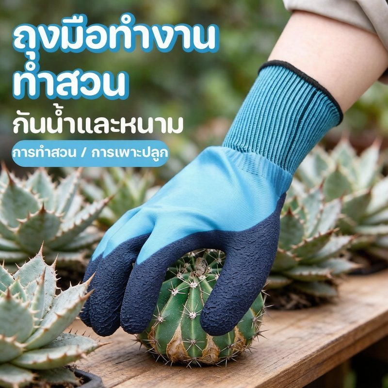 ถุงมือป้องกัน กาวจุ่มสองด้าน กันน้ำ ป้องกันหนาม ป้องกันลื่นไถล ป้องกันคราบสกปรก สำหรับทำสวน