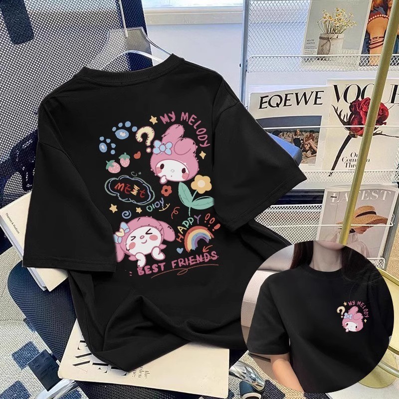 CODSweet Style My Melody พิมพ์เสื้อยืดผ้าฝ้ายผู้หญิงขนาดใหญ่ Kawaii Top Ready Stock จัดส่งฟรีเกาหลี 