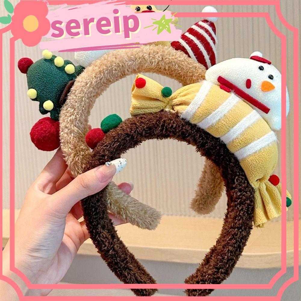 SEREIP ที่คาดผมต้นคริสต์มาสสําหรับเด็ก, โบว์ตกแต่งการ์ตูนการ์ตูน Elk Hairband, Snowman น่ารักตลก Elk