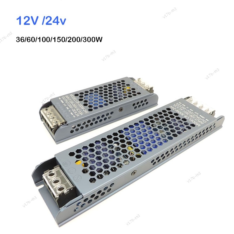 AC/DC 12V 24V LED Driver Transformer 36w 60W 100W 200W 300W 400W 500W แหล่งจ่ายไฟ Super Thin Convert