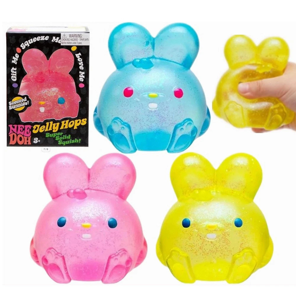 NeeDoh Jelly Hops Glitter Bunny ของเล่นบรรเทาความเครียดบีบ Fidget Anxity