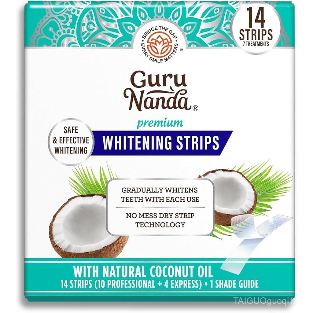 GuruNanda Teeth Whitening Strips - 7-Day Treatment with Non-Slip, Dry Strip Technology - Whitening D
