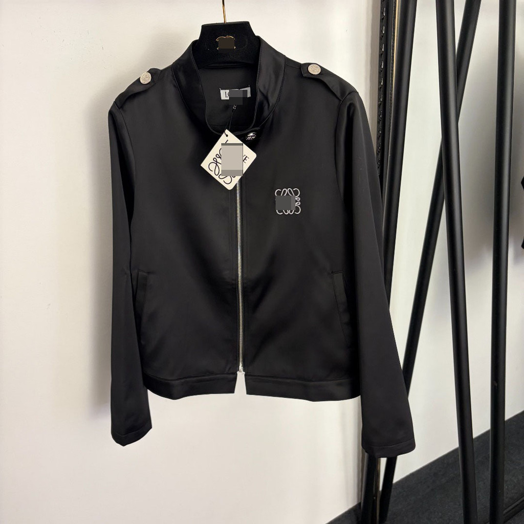 VR7I LO*E New satin embroidered stand-up collar long-sleeve zip-up jacket