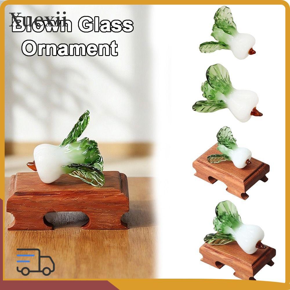 XUEXII คริสตัลตกแต่งโต๊ะ,แก้วเป่าความเจริญรุ่งเรืองออกแบบแก้ว Bok Choy, Bok Choy รูปร่าง Bok Choy เค