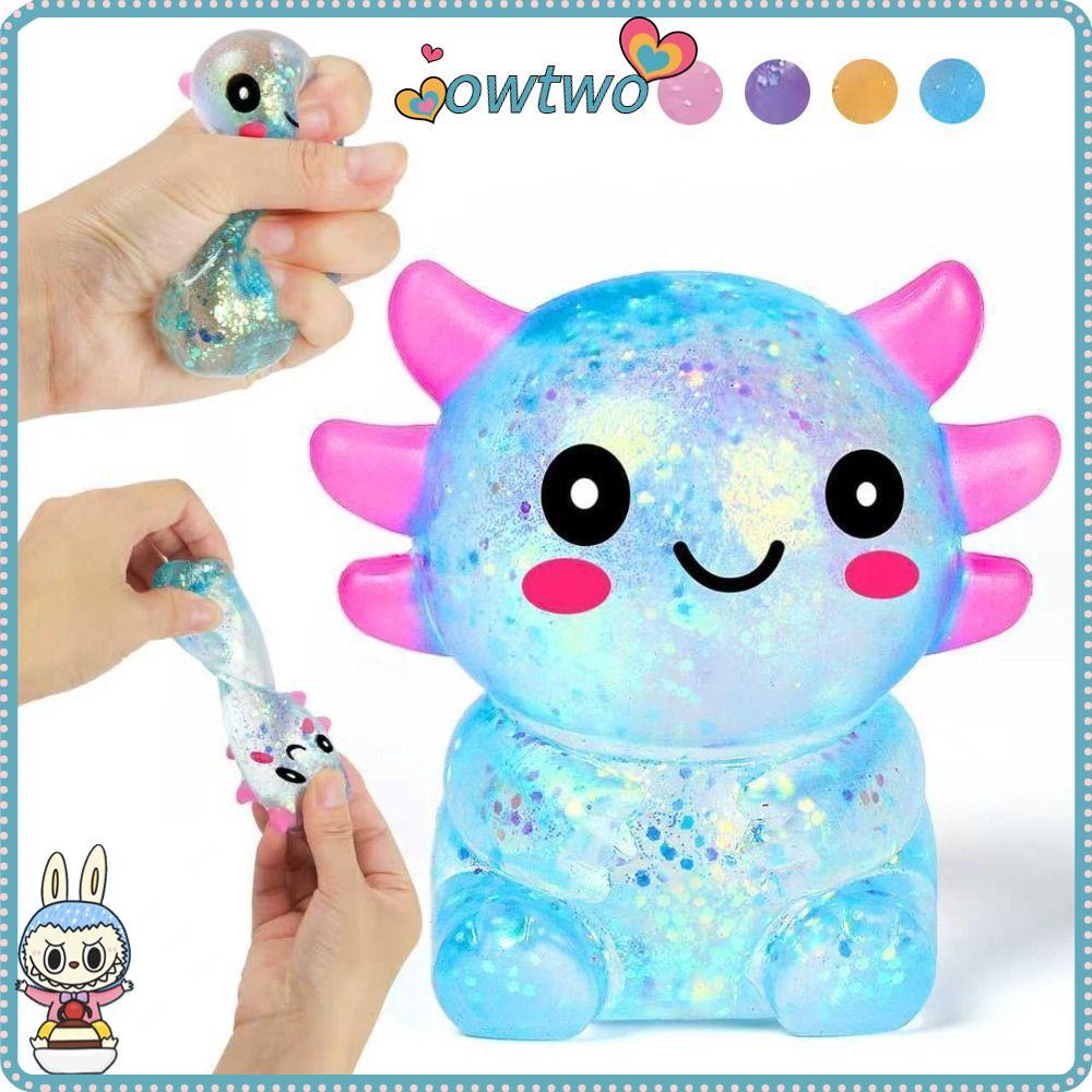 [OWTWO] Squishy Stress Glitter, Glitter Sugar Filled Axolotl Squishy น่ารักน่ารักรูปร่าง Soothing Te