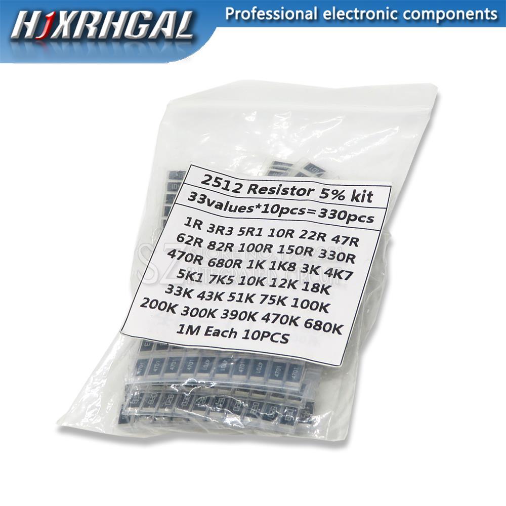 330 ชิ้น/ล็อต 1 โอห์ม-1M โอห์มตัวต้านทานอิเล็กทรอนิกส์ 5% 2512 ตัวต้านทาน SMD ชุดสารพัน 10R 47R 100R
