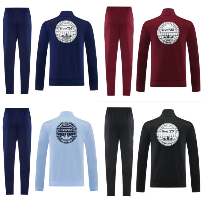 2025 Jacket Training Suit สีแดง / ดํา / สีฟ้าอ่อน / สีน้ําเงินเข้ม OASIS Top & Pants S-XXL 1:1