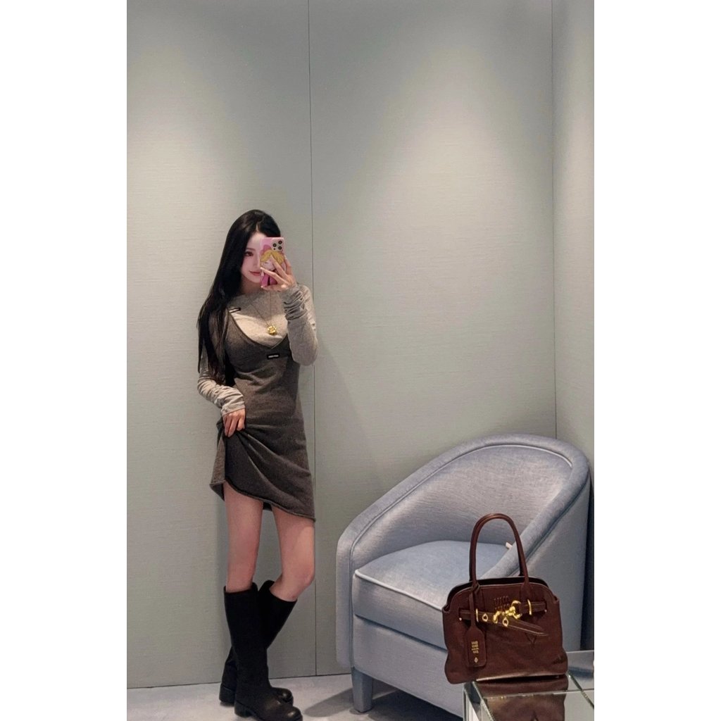 ถัก Early Spring miu Neck miuv New Style 26 Store mi Sling Dress