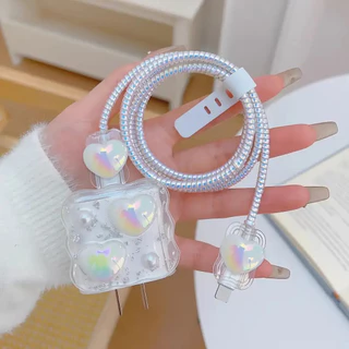 🚚พร้อมส่ง🚚 สำหรับ 18W / 20W ( 1เซ็ท5ชิ้น ) Ins ชุดแต่งสายชาร์จลายการ์ตูน เคสหัวชาร์จ ชุดถนอมสายชาร์จการ์ตูนน่ารักๆ