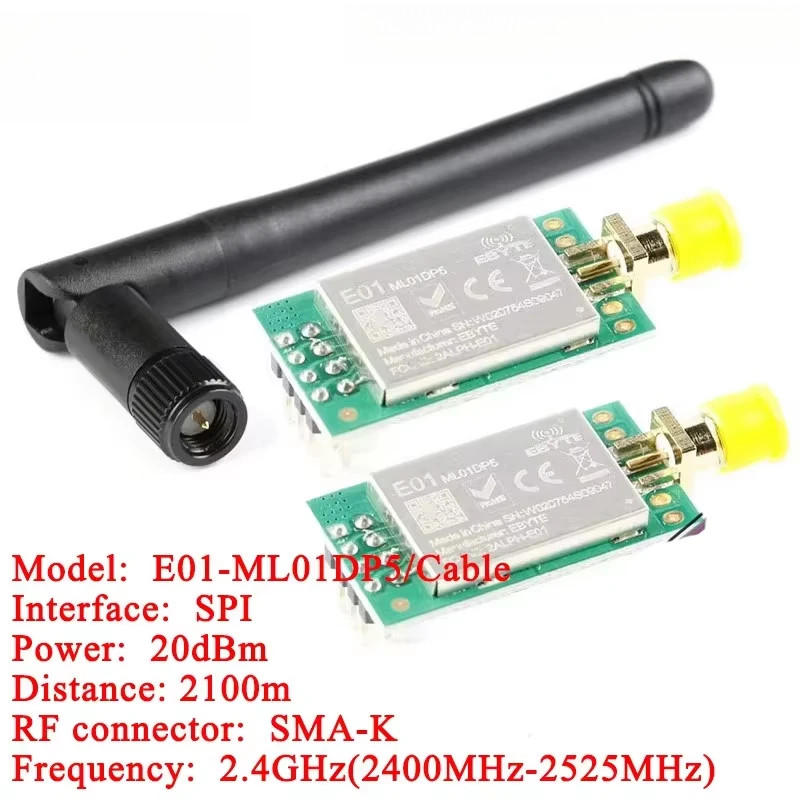 2 ชิ้น/1 ชิ้น E01-ML01DP5 Ebyte 20dBm 2100 เมตรระยะไกล nRF24L01P + PA + LNA 2.4G Wireless Transceive