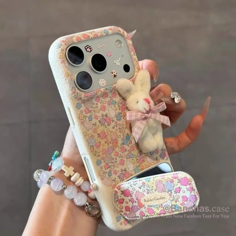 น่ารักการ์ตูนดอกไม้กระต่ายเคสโทรศัพท์สําหรับiPhone 17 16 15 14 13 12 11 Pro Max X Xr Xs Max 7 8 Plus SE2020