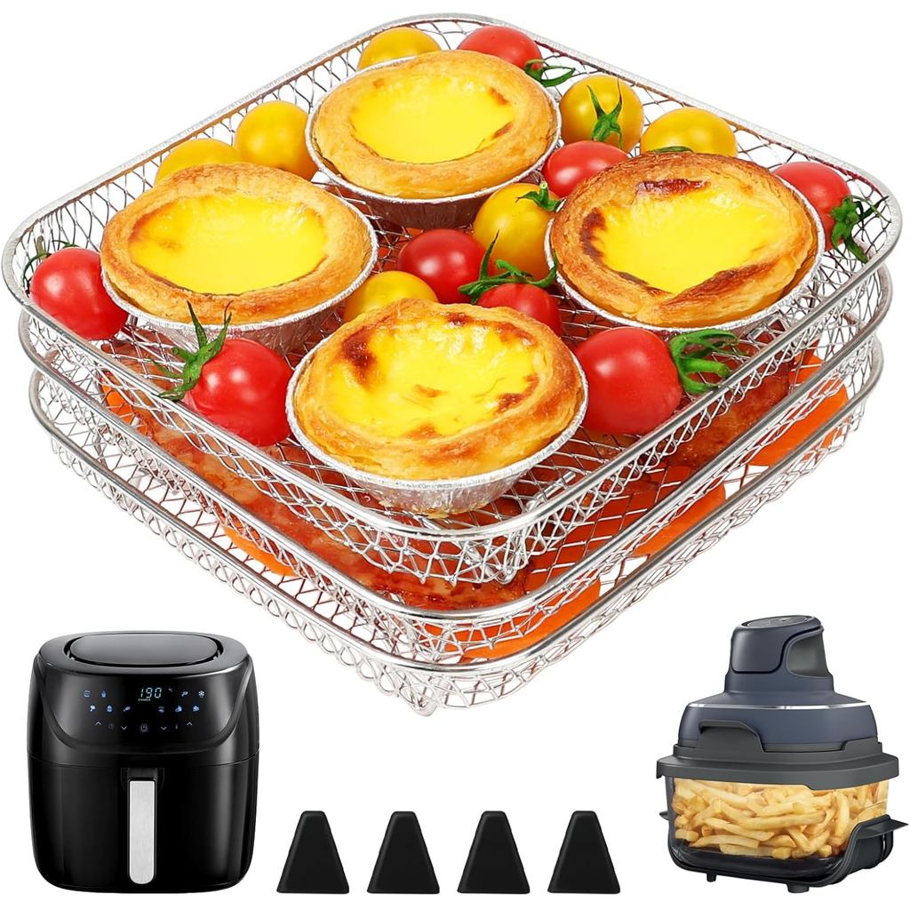 BYKITCHEN 7 นิ้ว Air Fryer Rack Fit สําหรับ Ninja Crispi/Ninja Pro 5QT/ Cosori 5QT/ Chefman 5-6QT Ai