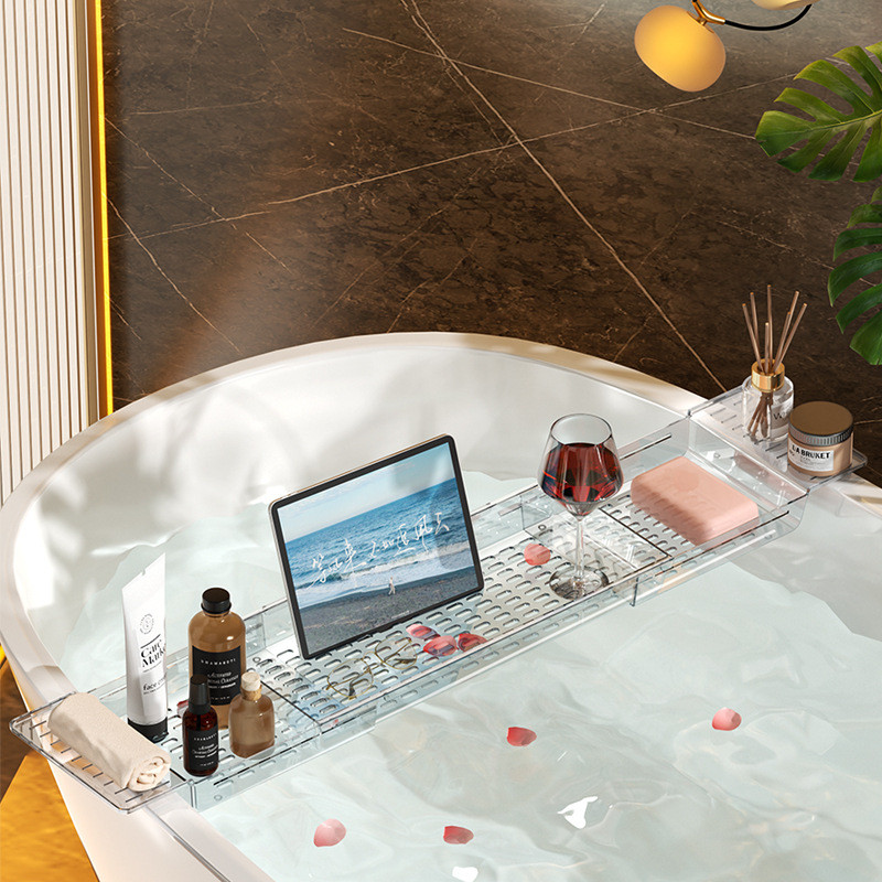 Bath Tray ถาดวางอุปกรณ์อาบน้ำ ยืดหดได้ หยิบใช้สะดวก ชั้นวางของใช้ ในห้องน้ำ สไตล์มินิมอล