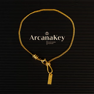 สร้อยข้อเท้าทรงสี่เหลี่ยมแกะสลักสไตล์เกาหลี น้ำหนักเบาทrendyในฤดูร้อน จากArcanaKey