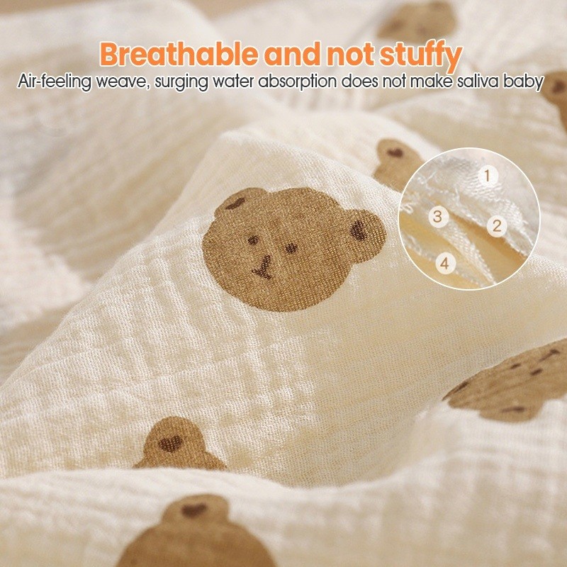 COZII ผ้าเช็ดหน้าเด็ก ผ้าเช็ดมือเด็ก พกสะดวก ผ้าสาลูเด็ก ดูดซับน้ํา ผ้าเช็คหน้าเด็ก 25X25cm - รูปที่ 2