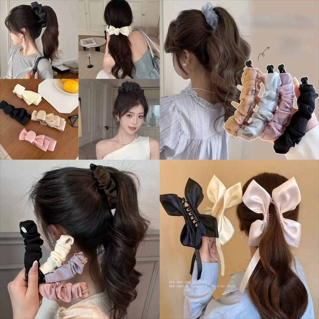 โบว์ซาตินสำหรับผมแบบกล้วยคลิป พร้อมกิ๊บยึดผมสำหรับผู้หญิง – โปรปัง