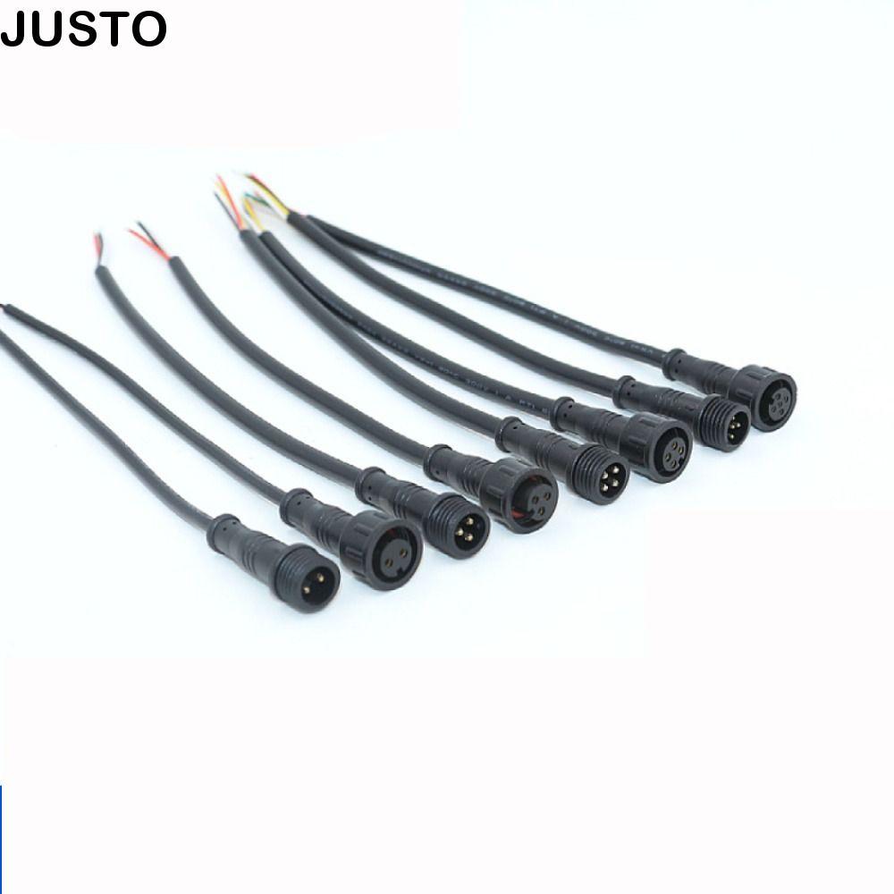 JUSTO ชายหญิง LED Connector,สายสีดํา 20 ซม.2Pin 3Pin 4Pin แจ็ค, IP67 2Pin 3Pin 4Pin สายไฟกันน้ํา LED