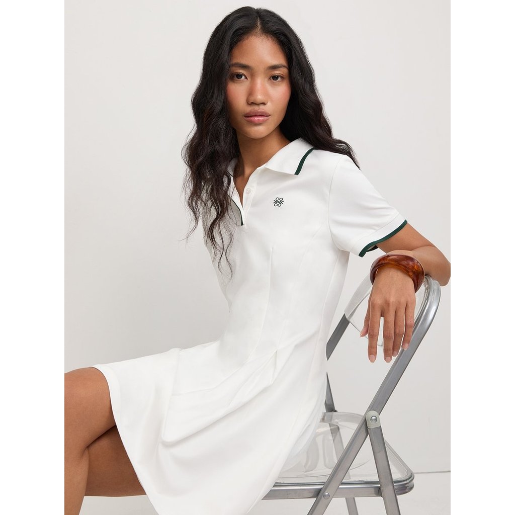[Pomelo] เดรสโปโลแต่งขอบสีตัดกัน / Contrats Trim Polo Dress