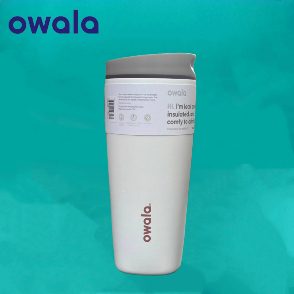 Owala SmoothSip Slider แก้วกาแฟสแตนเลส - แก้วน้ําเดินทางหุ้มฉนวน 12oz/20oz, ป้องกันการรั่วไหล, เหมาะกับที่วางโทรศัพท์ในรถยนต์