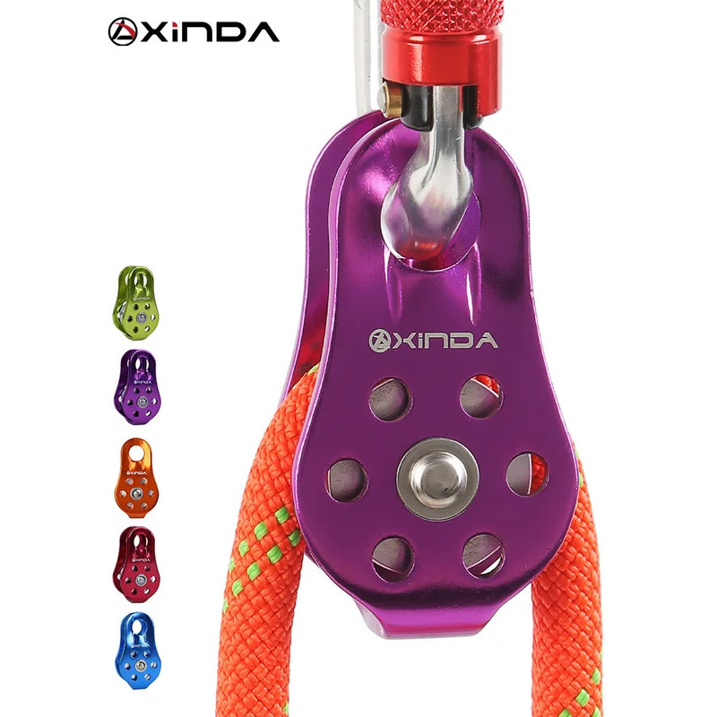 XINDA Rock Climbing Pulley Fixed Sideplate Single Sheave Pulley Outdoor Survival Tool High Altitud T