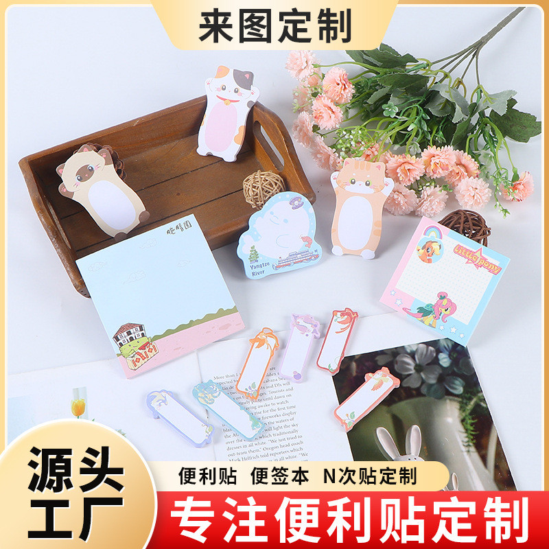 โพสต์อิทโน้ตที่กําหนดเองสร้างสรรค์น่ารักการ์ตูนสัตว์ Notepad Notepad Notepad อุปกรณ์นักเรียนโฆษณากระ