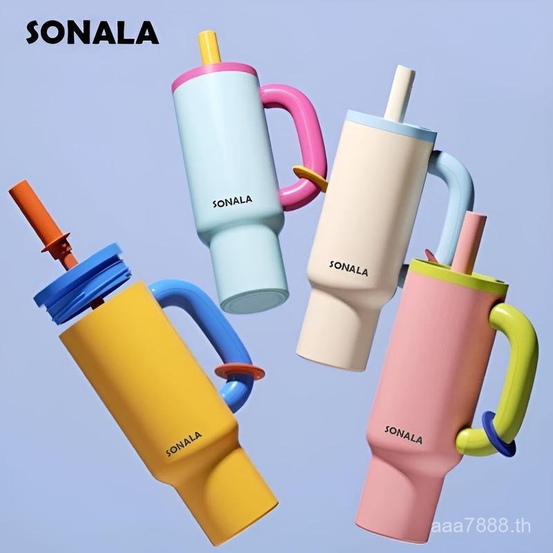SONALA 1200ML แก้วน้ําสแตนเลสพร้อมฝาปิดฟาง 40oz แก้วเก็บความร้อนฉนวนถ้วยรถ doorgift เครื่องครัว