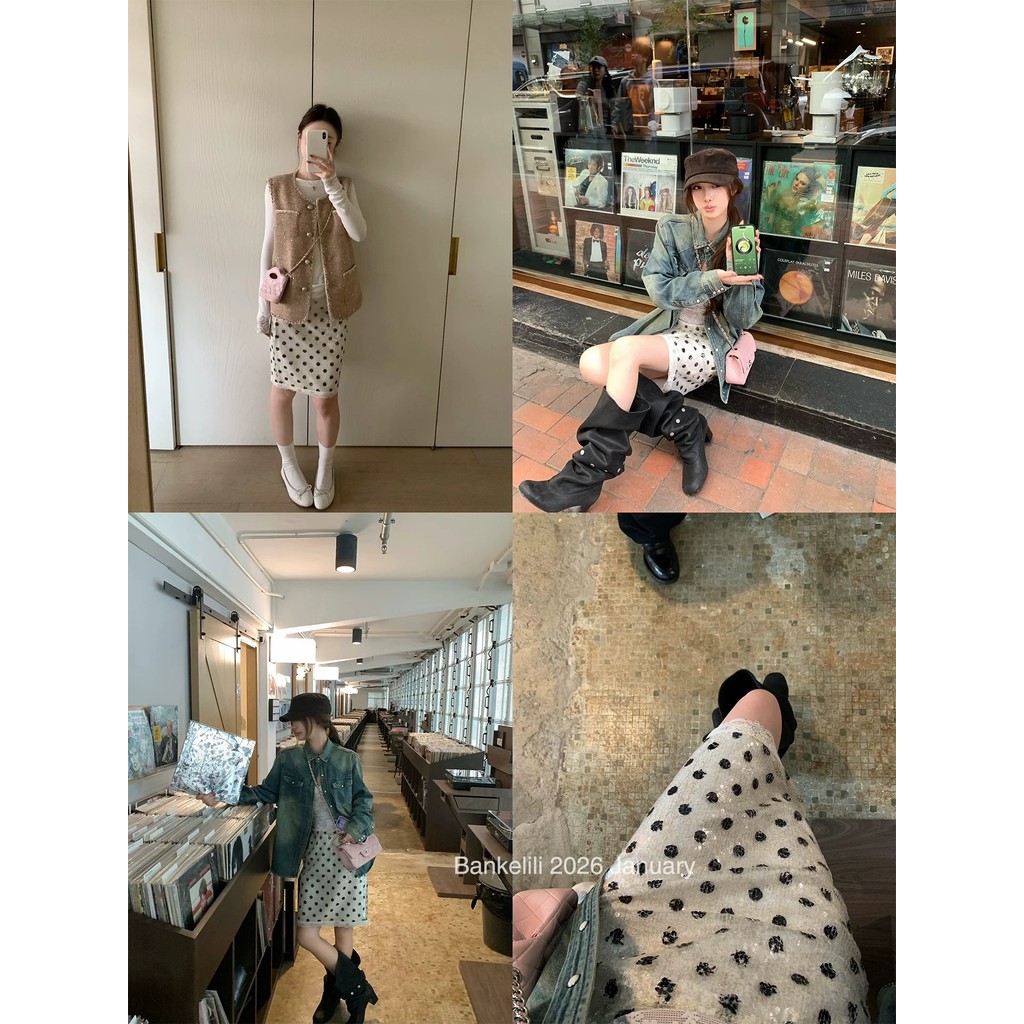 กระโปรงเอวสูงลูกไม้ปักเลื่อมสำหรับฤดูใบไม้ผลิและฤดูร้อน ราคา ถูกที่สุด ดีลบีเคเค แกลเลอรีภาพที่ 4