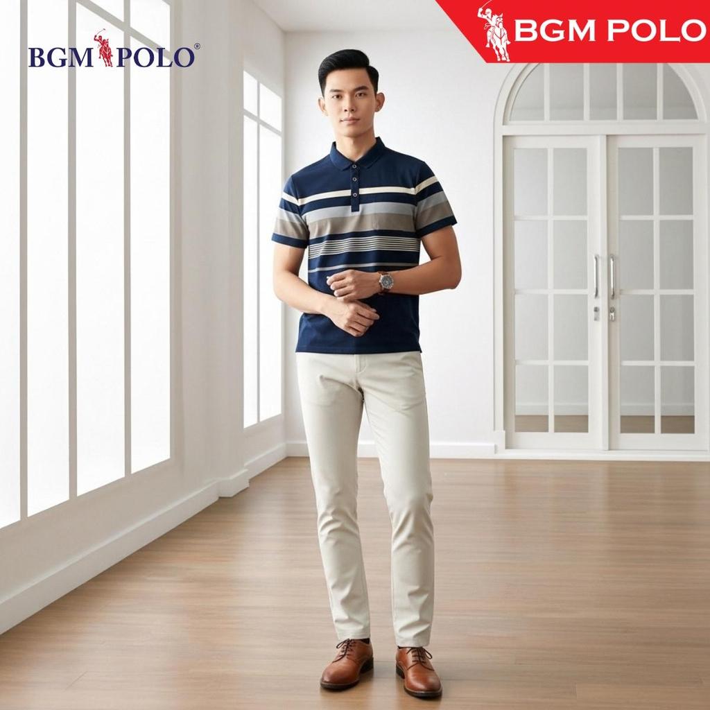 BGM POLO COLLAR เสื้อยืด STRIPED 3330-BP-CS497S3330-MNCNCTW