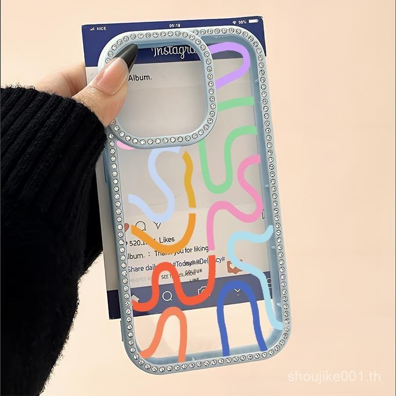 สายสีการ์ตูนเพชรแฟลชสําหรับiPhone 12 13 11 15 14 16 14PRO 15PRO 14PLUS 16PLUS 13PLUS 14PROMAX 13PROM