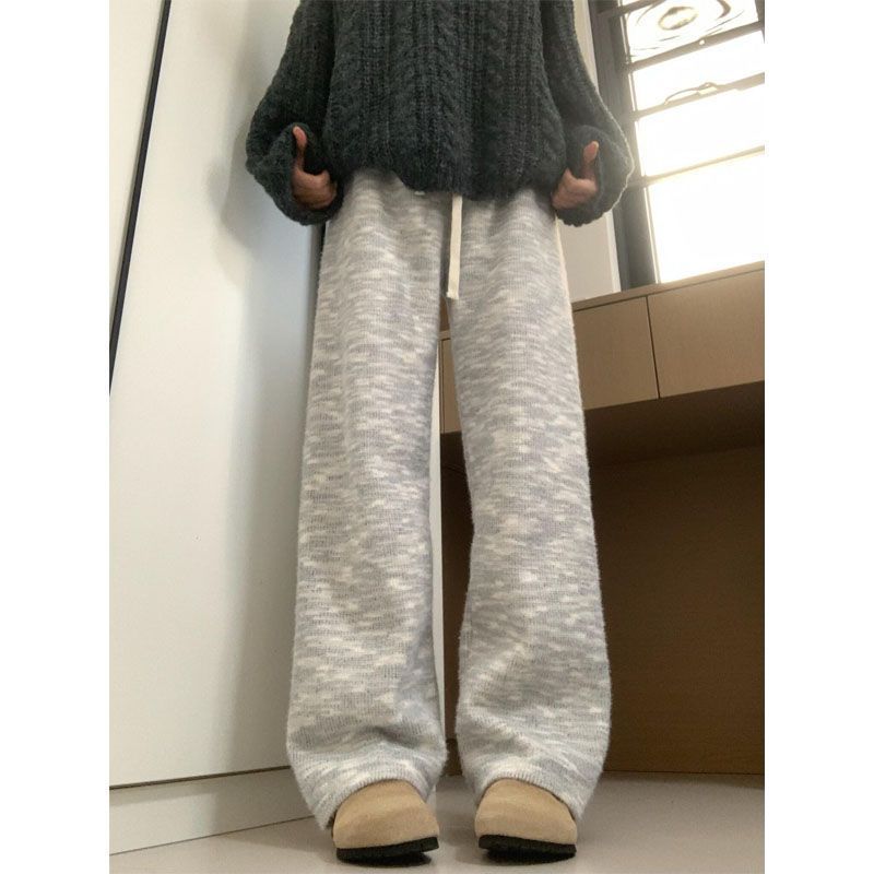 COD Furry สีเทากางเกงข้าวเหนียวผู้หญิง 2025 ฤดูใบไม้ร่วงฤดูหนาวสไตล์ใหม่เอวสูง Lazy Slimmer ดู All-M